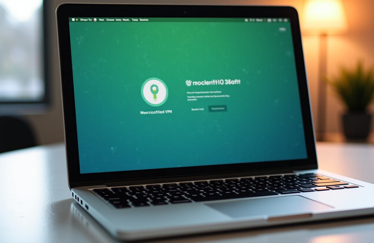 DecoShield VPN application running securely on a MacBook Pro